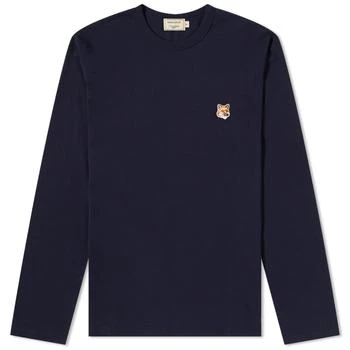 推荐Maison Kitsuné Long Sleeve Fox Head Patch T-Shirt商品