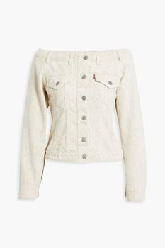 Ganni | Off-the-shoulder printed denim jacket,商家THE OUTNET US,价格¥369