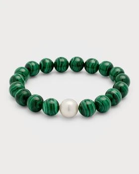 NEST Jewelry | Malachite and Pearl Stretch Bracelet,商家Neiman Marcus,价格¥1148