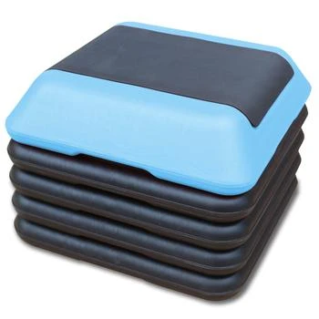 Streamdale Furniture | Streamdale Height-Adjustable Step Aerobics Platform Fitness Equipment Stepper Trainer Exercise Step Platform with 4 Riser Blue,商家Premium Outlets,价格¥660