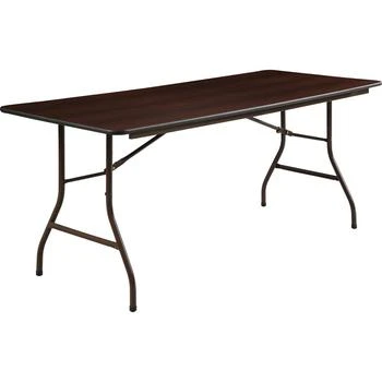 Lorell | Economy Folding Table - Melamine Rectangle Top - 500 lb Capacity - 72" Table Top Length x 30" Table Top Width x 0.63" Table Top Thickness - 29" Height - Mahogany - 1 Each,商家Premium Outlets,价格¥2506