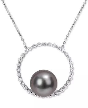 Macy's | Black Cultured Tahitian Pearl (9-1/2mm) Circle 17" Pendant Necklace in 10k White Gold,商家Macy's,价格¥4756