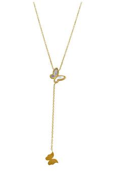 product 14K Yellow Gold Plated Butterfly Lariat Pendant Necklace image