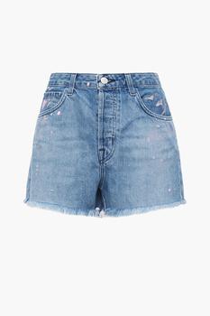 J Brand | Gracie frayed painted denim shorts商品图片,3折