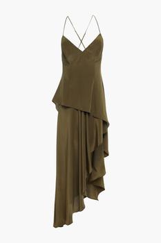 AMIRI是什么牌子, AMIRI | Asymmetric ruffled silk crepe de chine dress商品图片 3折