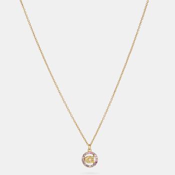 Coach | Coach Women's C Multi Crystal Necklace - Gold/Pink Multi商品图片,7折