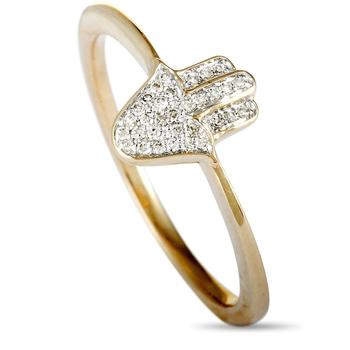 商品LB Exclusive | 14K Yellow Gold 0.07 ct Diamond Hamsa Ring,商家Jomashop,价格¥2706图片