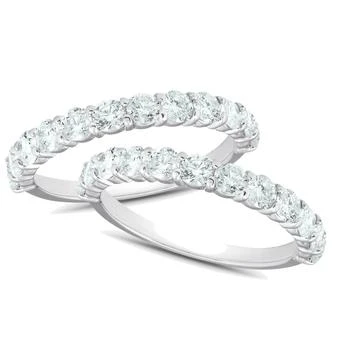 1Ct Diamond Weedding Ring Set 14k White Gold Stackable Engagement Bands