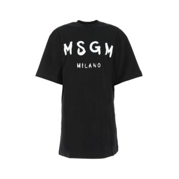 推荐MSGM 女士黑色字母logo短袖连衣裙 2000MDA510-200002-99商品