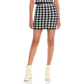 AQUA | Aqua Womens Checkered Jacquard Mini Skirt商品图片,1.6折