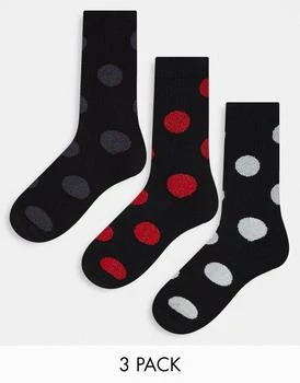 ASOS | ASOS DESIGN 3 pack sports socks in black with metallic spots 8.7折