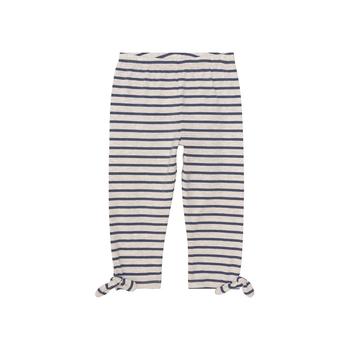 商品Girl Organic Cotton Striped Capri With Knot Oatmeal Mix & Navy Blue - Child图片