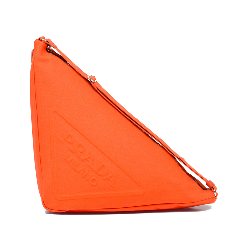 Prada | PRADA/普拉达 22春夏新款 Triangle系列 男士橘色织物徽标压印银扣拉链开合单肩斜挎手提三角包2VY007_010_F0049_V_OLO商品图片,8折×额外9.5折, 包邮包税, 额外九五折