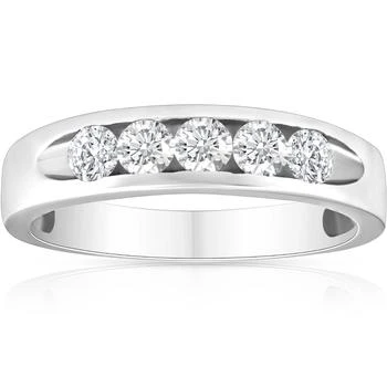 Pompeii3 | 1/2ct Diamond Mens Wedding Ring Channel Set High Polished Band 14K White Gold,商家Premium Outlets,价格¥5373