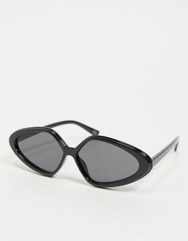 ASOS | ASOS DESIGN frame oval cat eye sunglasses in shiny black - BLACK商品图片,2.5折