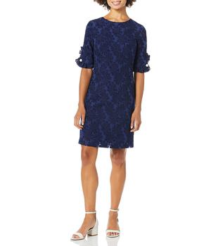 推荐Women's Ruffle Pearl Trim Sleeve Crepe Dress商品