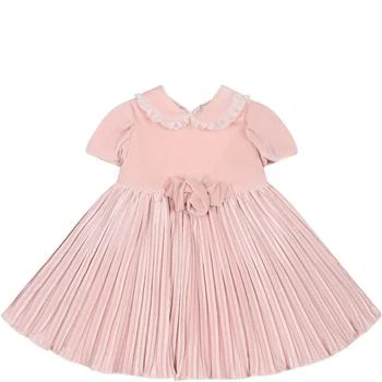 MONNALISA | Pink Dress For Baby Girl With Rose,商家Italist,价格¥1502