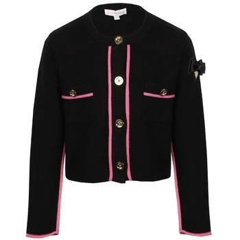 推荐Black knitted jacket with pink detail商品