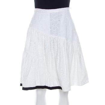 N21 White Cotton Lace Paneled A Line Skirt S product img