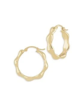 Moon & Meadow | 14K Yellow Gold Wavy Small Hoop Earrings,商家Bloomingdale's,价格¥2524