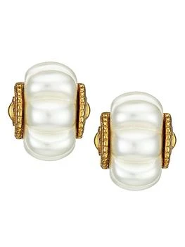 Kenneth Jay Lane | 22K Goldplated & Pearlized Resin Shrimp Hoop Clip-On Earrings,商家Saks Fifth Avenue,价格¥648