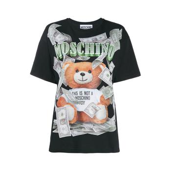女士始祖鸟短袖, Moschino | MOSCHINO 女士黑色印花美金钞票熊圆领短袖T恤 DA0701-5440-1555商品图片 独家减免邮费