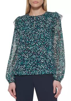 product Long Sleeve Dot Ruffle Blouse image