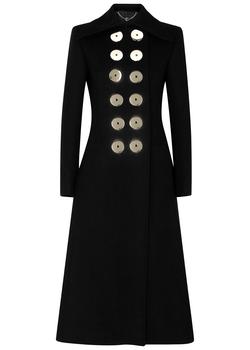 推荐Black embellished wool-blend coat商品
