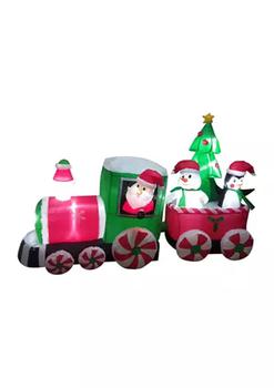 Northlight | 8' Inflatable Train With Santa and Friends Outdoor Christmas Decoration商品图片,