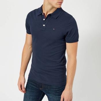 推荐Tommy Jeans Men's Organic Cotton Fine Pique Slim Polo Shirt - Black Iris商品