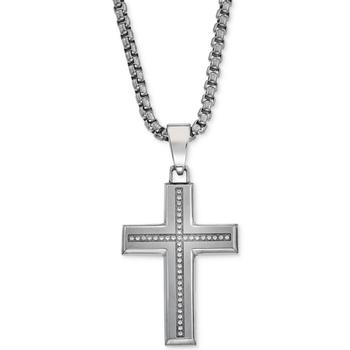 Esquire Men's Jewelry | Diamond Cross Pendant Necklace (1/6 ct. t.w.) , Created for Macy's商品图片,3.9折