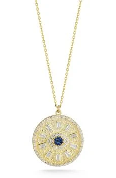 Sphera Milano | 14K Gold Vermeil CZ Evil Eye Medallion Pendant Necklace,商家Nordstrom Rack,价格¥485