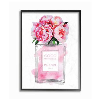 小银瓶手提包, Stupell Industries | Glam Perfume Bottle V2 Flower Silver Pink Peony Framed Giclee Art, 11" x 14"商品图片 