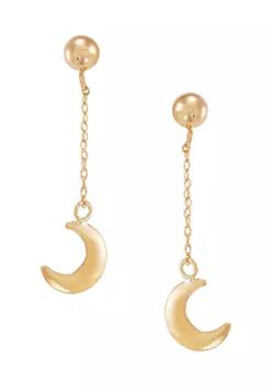 推荐Dangle 1/2 Moon Drop on Ball Post Earrings in 10K Yellow Gold商品