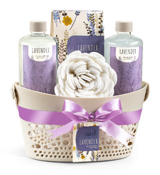 商品Lavender Bath & Body Spa Gift Set Basket图片