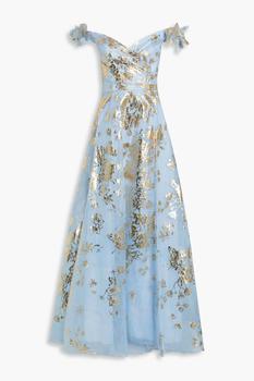 商品MARCHESA | Floral-appliquéd metallic floral-print taffeta gown,商家THE OUTNET US,价格¥4036图片