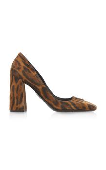 Prada | Prada - Women's Logo-Detailed Leopard Suede Pumps - Moda Operandi商品图片,
