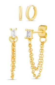 Paige Harper | Assorted 2-Piece Huggie Hoop & Crystal Chain Drop Earrings,商家Nordstrom Rack,价格¥60