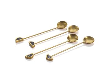 商品Zodax | 4-Piece Set Aku Small Tea Spoons, Gold & Black,商家Lord & Taylor,价格¥282图片