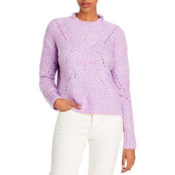 AQUA | Aqua Womens Crop Pointelle Mock Sweater商品图片,1.6折起, 独家减免邮费