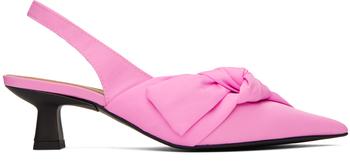 gani经典款, Ganni | Pink Soft Bow Slingback Heels商品图片 额外8.5折, 额外八五折