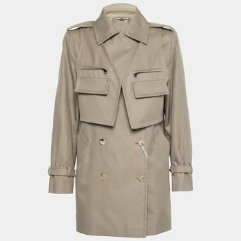 推荐Max Mara Sfilata Khaki Cotton Twill Overlay Detail Peonie Trench Coat S商品