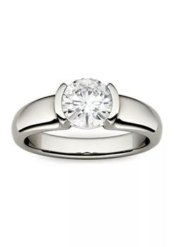 Charles & Colvard, Charles & Colvard | 1 ct. t.w. Lab Created Moissanite Semi Bezel Engagement Ring in 14K White Gold商品图片 