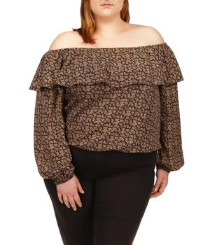 推荐Plus Size Paisley Off Shoulder Peasant Top商品