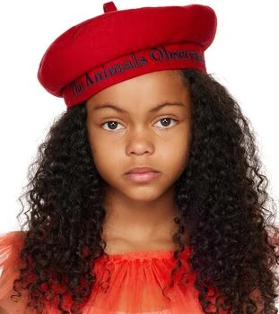 The Animals Observatory | Kids Red Embroidered Beret,商家SSENSE,价格¥306