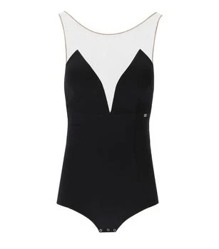 ELISABETTA FRANCHI | ELISABETTA FRANCHI  BLACK BODYSUIT WITH TULLE,商家Baltini,价格¥1568