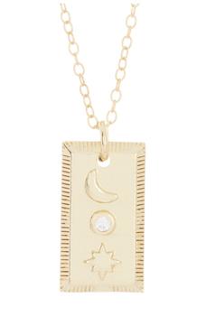 推荐14K Gold Plated Moon & Star Mini Tablet Pendant Necklace商品