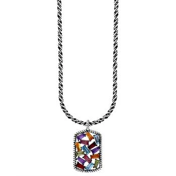 Effy | EFFY® Multi-Gemstone Scattered Cluster 18" Pendant Necklace (2-1/20 ct. t.w.) in Sterling Silver,商家Macy's,价格¥1577