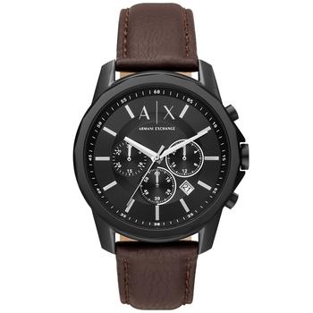 Armani Exchange | Men's Chronograph Brown Leather Strap Watch商品图片,