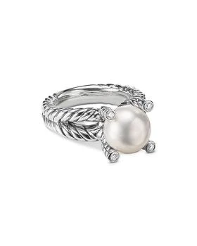 David Yurman | Sterling Silver Cable Collectables Cultured Freshwater Pearl & Pavé Diamond Rings,商家Bloomingdale's,价格¥5530
